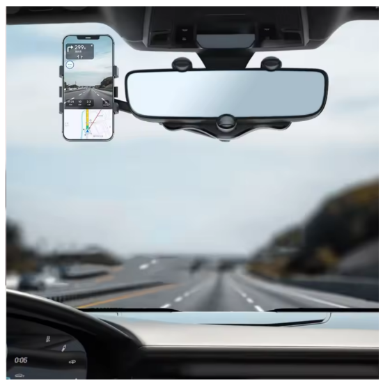360° Rotatable & Retractable Rearview Mirror Phone Holder |– Safe & Convenient Driving