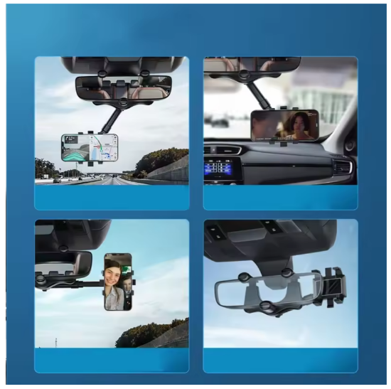 360° Rotatable & Retractable Rearview Mirror Phone Holder |– Safe & Convenient Driving