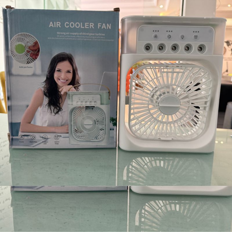 10 inches | Large Size Portable Air Conditioner Fan | Usb Electric Fan With Led Night Light, Fine Mist Water, And Humidifier Function | Led Night Light Water Mist | Random Color