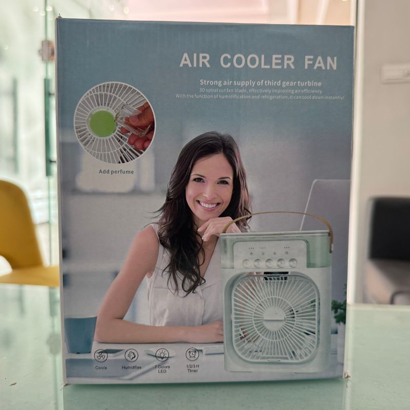 10 inches | Large Size Portable Air Conditioner Fan | Usb Electric Fan With Led Night Light, Fine Mist Water, And Humidifier Function | Led Night Light Water Mist | Random Color